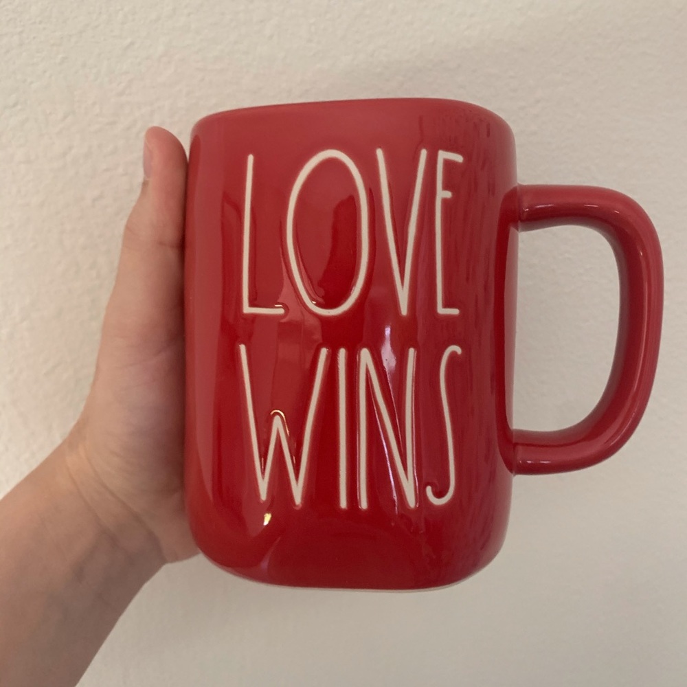 New Rae Dunn love wins mug red